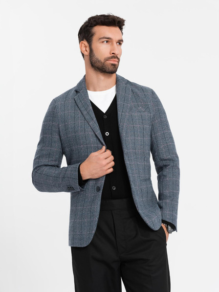 Ombre Clothing Blazer gri jacquard pentru bărbați Ombre Clothing