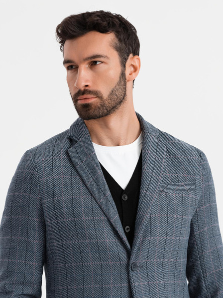 Ombre Clothing Blazer gri jacquard pentru bărbați Ombre Clothing