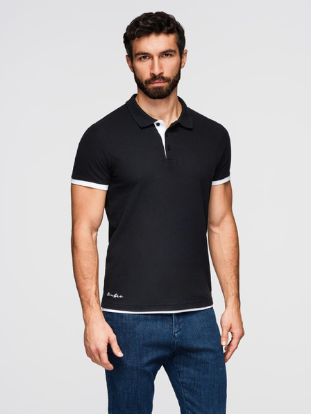 Ombre Clothing Tricou polo negru pentru bărbați Ombre Clothing