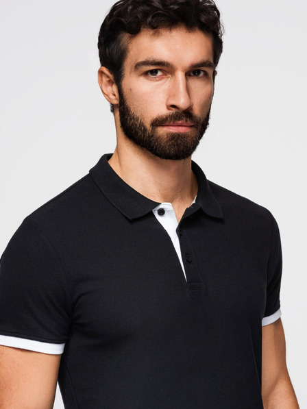Ombre Clothing Tricou polo negru pentru bărbați Ombre Clothing