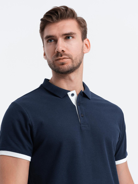 Ombre Clothing Tricou polo albastru închis pentru bărbați Ombre Clothing