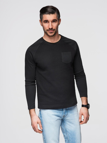 Ombre Clothing Tricou de bază negru pentru bărbați cu buzunar Ombre Clothing