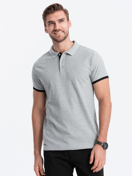 Ombre Clothing Tricou polo gri pentru bărbați Ombre Clothing