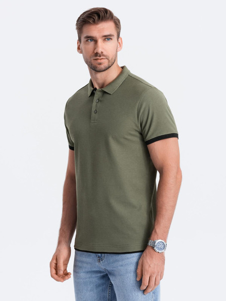 Ombre Clothing Tricou polo verde pentru bărbați Ombre Clothing
