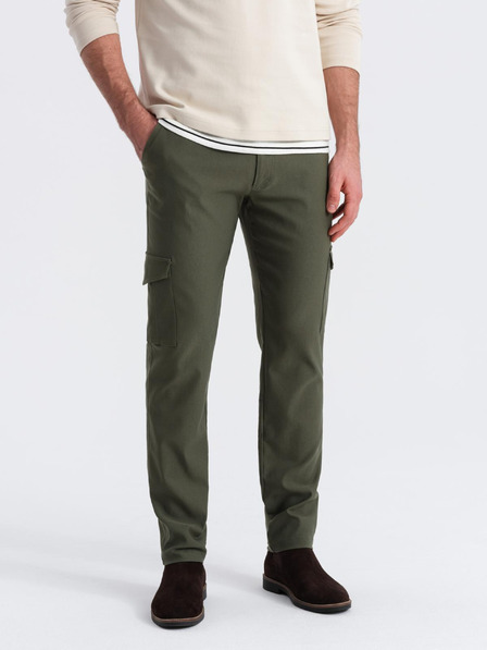 Ombre Clothing Pantaloni cargo verde închis pentru bărbați Ombre Clothing