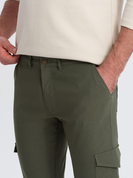 Ombre Clothing Pantaloni cargo verde închis pentru bărbați Ombre Clothing