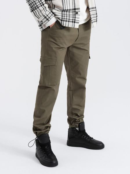 Ombre Clothing Pantaloni cargo verde închis pentru bărbați Ombre Clothing