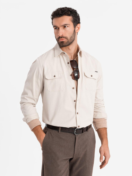 Ombre Clothing Supracămașă cremă Ombre Clothing pentru bărbați