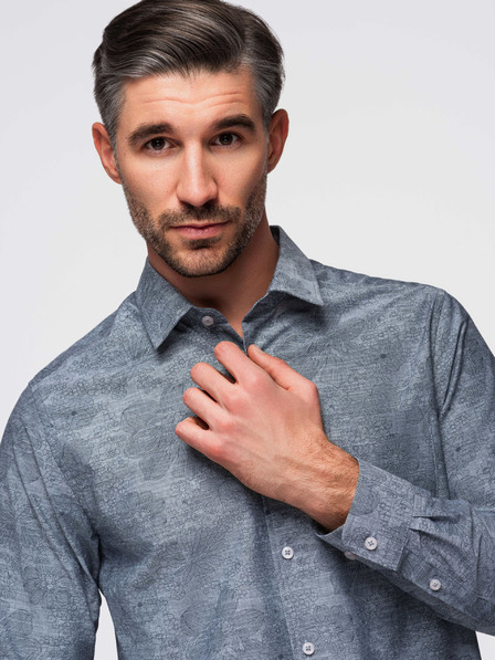 Ombre Clothing Cămașă cu model gri pentru bărbați Ombre Clothing