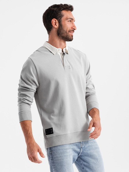 Ombre Clothing Sweatshirt pentru bărbați cu guler gri deschis Îmbrăcăminte Ombre