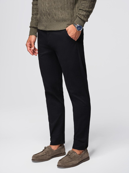 Ombre Clothing Pantaloni chino negri pentru bărbați cu curea decorativă Ombre Clothing