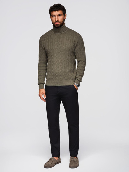 Ombre Clothing Pantaloni chino negri pentru bărbați cu curea decorativă Ombre Clothing