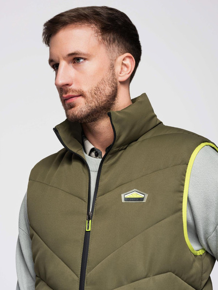 Ombre Clothing Vesta matlasată pentru bărbați cu accente neon Ombre Clothing