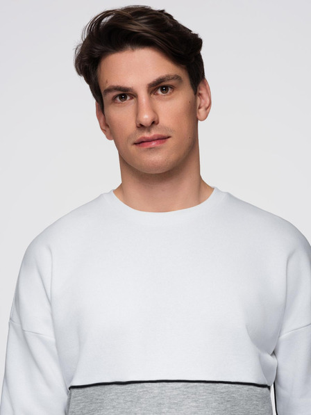 Ombre Clothing Hanorac alb și gri pentru bărbați Ombre Clothing