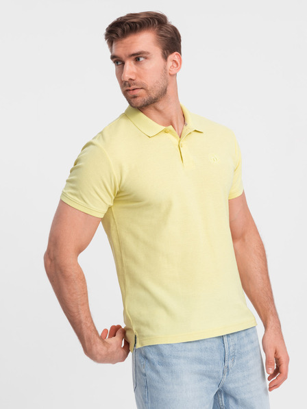 Ombre Clothing Tricou polo basic galben pentru bărbați Ombre Clothing