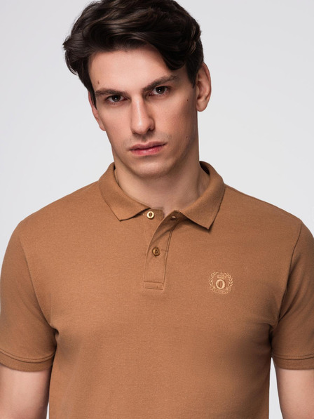 Ombre Clothing Tricou polo basic maroniu pentru bărbați Ombre Clothing