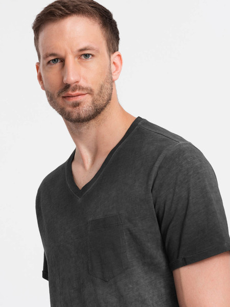 Ombre Clothing Tricou negru cu dungi pentru bărbați Ombre Clothing