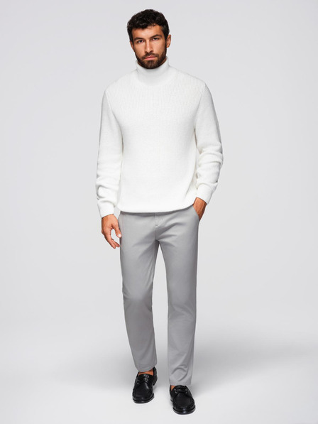 Ombre Clothing Pantaloni chino de bărbați gri deschis cu curea decorativă Ombre Clothing