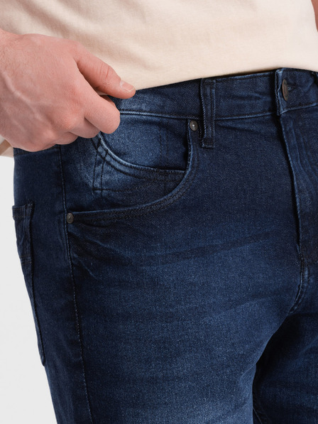 Ombre Clothing Pantaloni scurți din denim albastru închis pentru bărbați Ombre Clothing