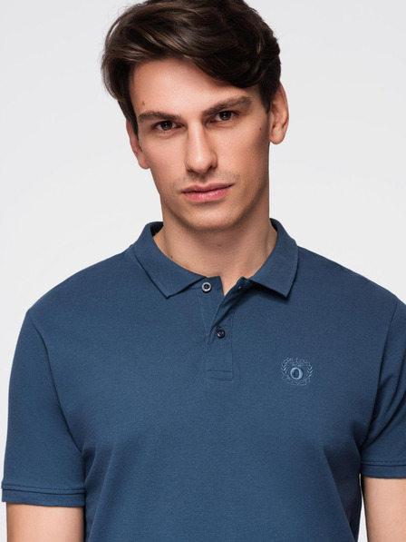 Ombre Clothing Tricou polo basic albastru pentru bărbați Ombre Clothing