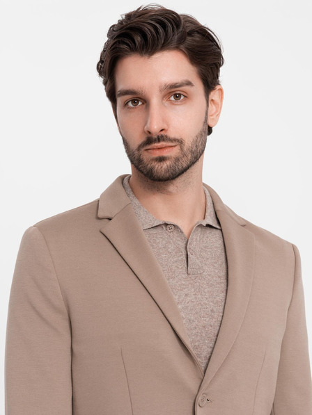 Ombre Clothing Blazer bărbătesc bej cu buzunare Ombre Clothing