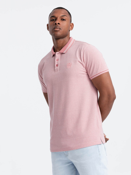 Ombre Clothing Tricou polo bărbătesc melange cu guler în dungi Ombre Clothing