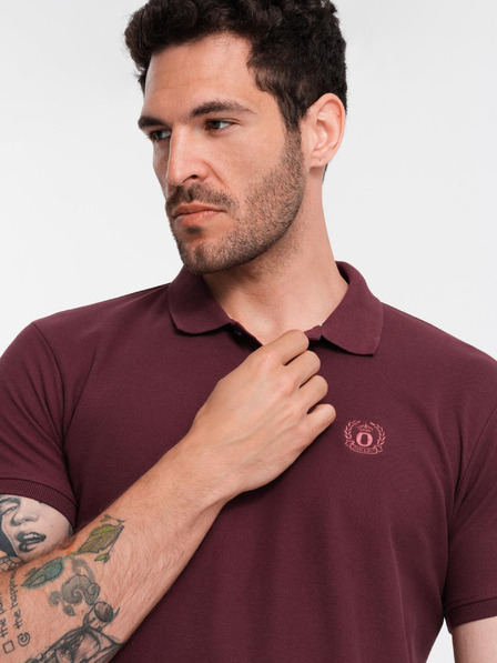 Ombre Clothing Tricou polo de bază pentru bărbați Burgundy Ombre Clothing