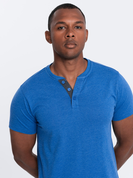 Ombre Clothing Tricou bărbătesc albastru cu gât rotund Ombre Clothing