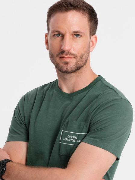 Ombre Clothing Tricou de bumbac pentru bărbați cu buzunar imprimat Ombre Streetstyle Ombre Îmbrăcăminte Ombre