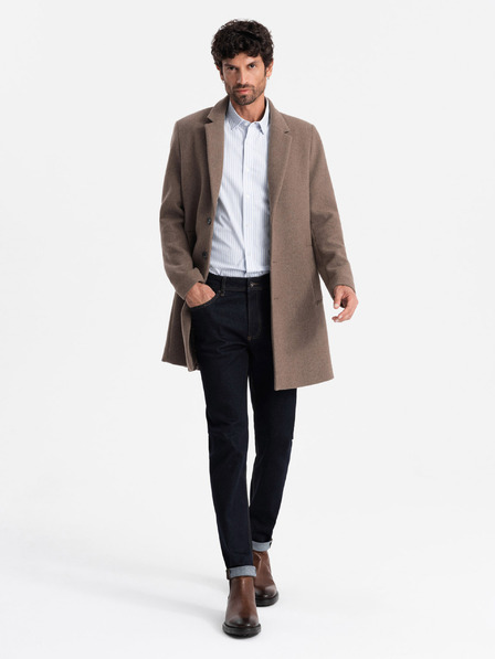 Ombre Clothing Palton elegant bărbătesc cu o singură pieptănătură din amestec de lână Ombre Clothing V1 OM-COWC-0114