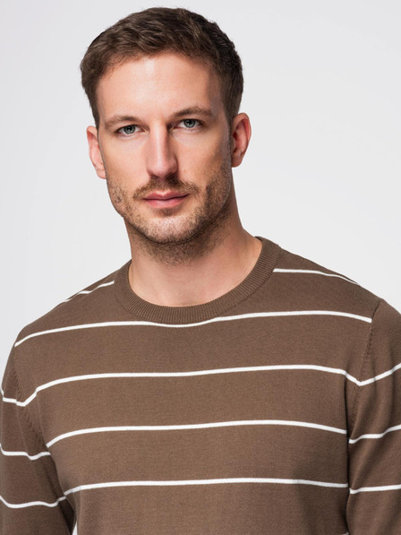 Ombre Clothing Pulover casual pentru bărbați cu dungi orizontale maro Îmbrăcăminte Ombre