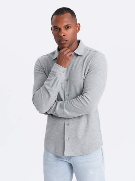 Ombre Clothing Cămașă tricotată cu mânecă Slim pentru bărbați Îmbrăcăminte Ombre