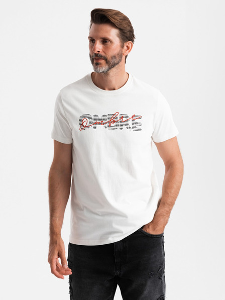 Ombre Clothing Tricou bărbătesc din bumbac cu broderie delicată Ombre Clothing