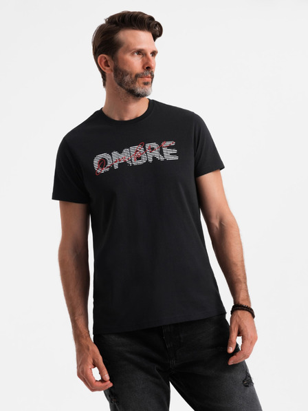 Ombre Clothing Tricou bărbătesc din bumbac cu broderie delicată Ombre Clothing