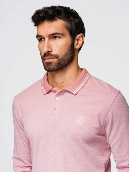 Ombre Clothing Tricou polo brodat cu mânecă lungă pentru bărbați Ombre Clothing