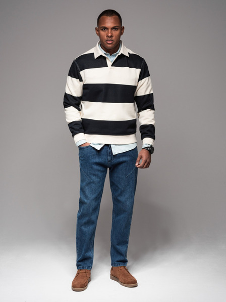 Ombre Clothing Pantaloni din denim pentru bărbați STRAIGHT LEG - negru V1 OM-PADP-0133 Ombre Clothing