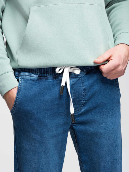 Ombre Clothing Pantaloni de trening din denim pentru bărbați cu ornamente - albastru V3 OM-PADJ-0156 Ombre Clothing