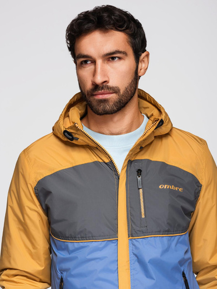 Ombre Clothing Jachetă sport ușoară colorată pentru bărbați cu fleece albastru Ombre Clothing