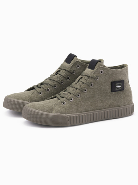 Ombre Clothing Pantofi sport din pânză pentru bărbați - olive V2 OM-FOTH-0186 Ombre Clothing