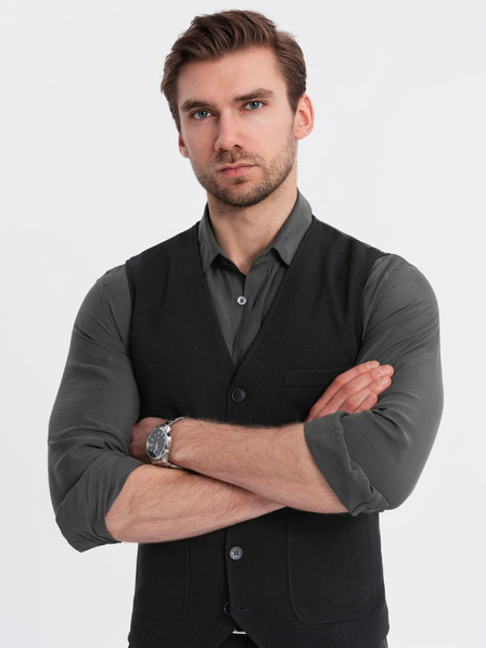 Ombre Clothing Vestă structurată pentru bărbați personalizată cu buzunare Ombre Clothing