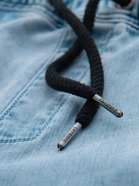 Ombre Clothing Pantaloni scurți din denim bărbătești cu cusături decorative - albastru deschis