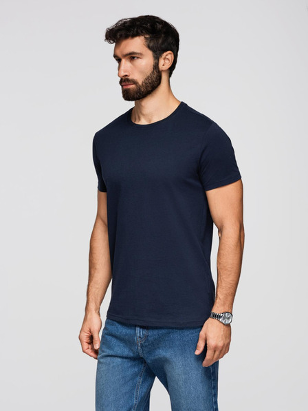 Ombre Clothing Tricou clasic BASIC din bumbac pentru bărbați - albastru închis