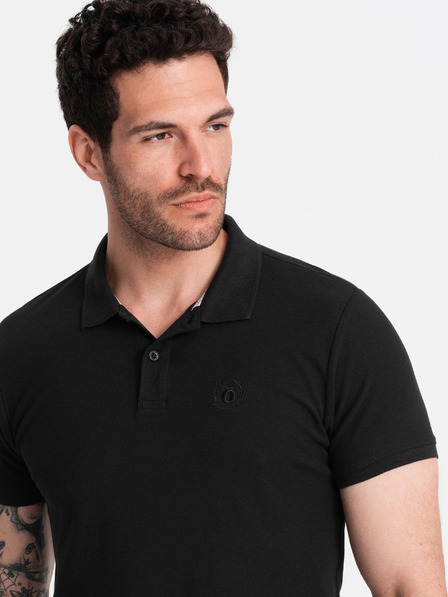 Ombre Clothing Tricou polo basic negru pentru bărbați Ombre Clothing