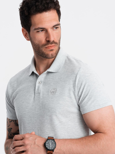 Ombre Clothing Tricou polo basic gri deschis pentru bărbați Ombre Clothing