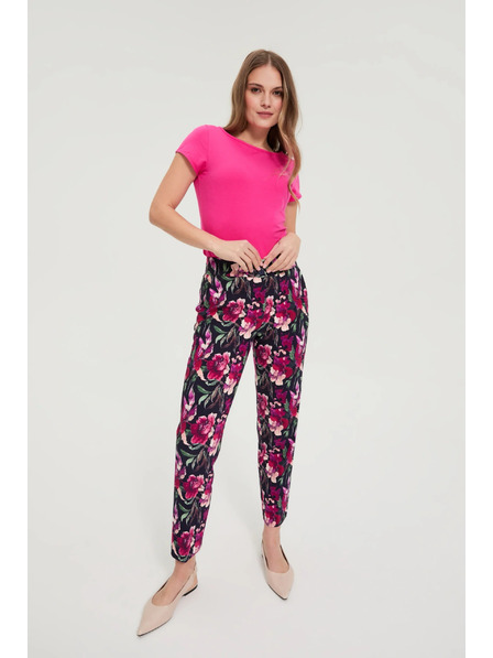 Moodo Pantaloni cu flori albastru închis Moodo