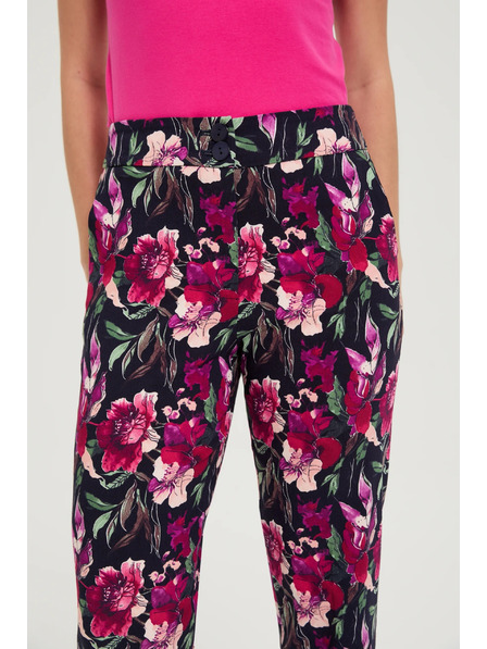 Moodo Pantaloni cu flori albastru închis Moodo