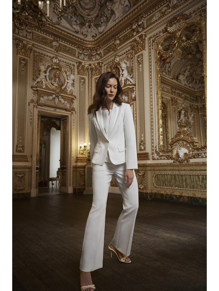 Moodo Sacou cu un rând de nasturi alb Moodo