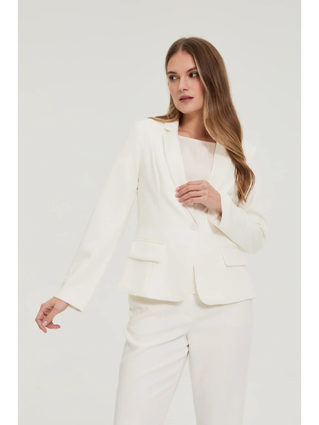 Moodo Sacou cu un rând de nasturi alb Moodo