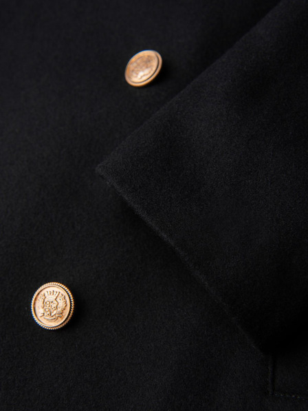 Ombre Clothing Palton lână elegant militar două rânduri de nasturi pentru bărbați - negru V1 OM-COWC-0145 Ombre Clothing