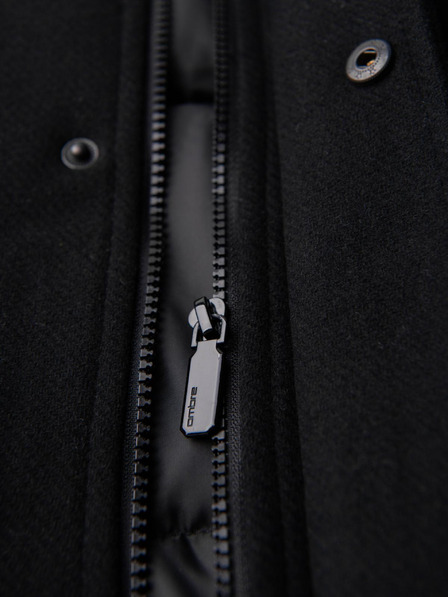 Ombre Clothing Palton lână parka bărbătesc cu glugă - negru V1 OM-COWC-0132 Ombre Clothing